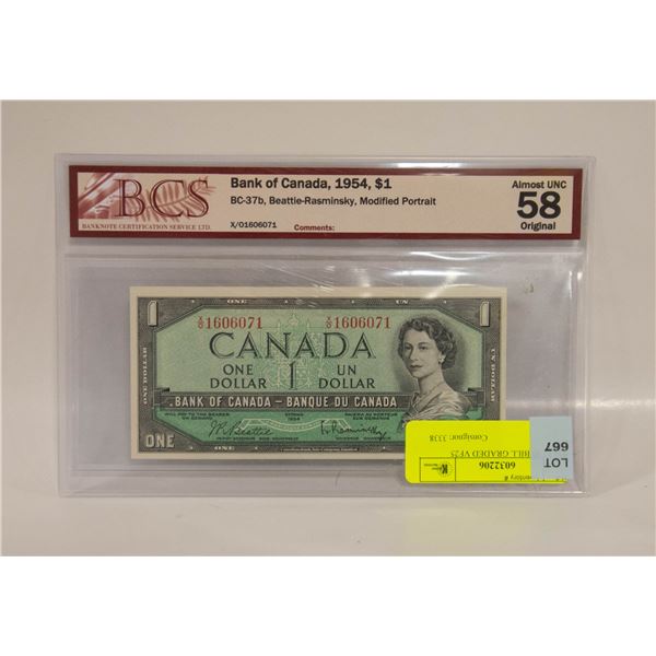 1954 $1.00 BILL GRADED VF25