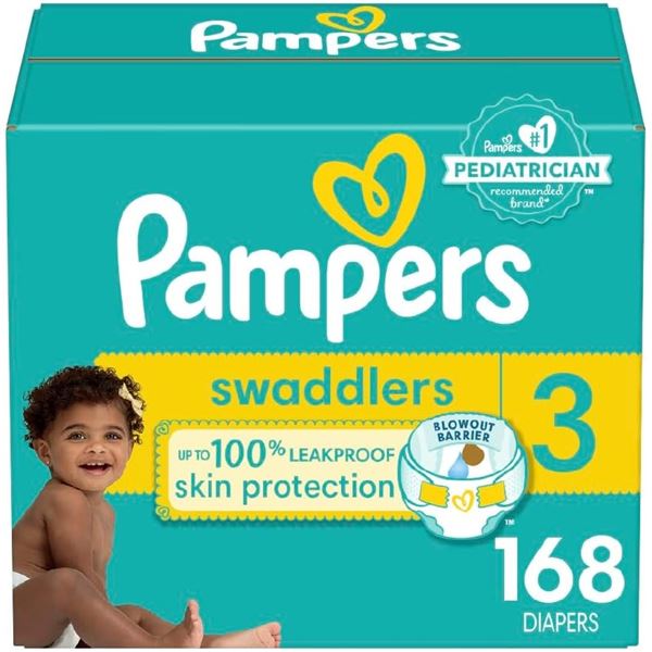 NEW PAMPERS SWADDLERS SIZE 3 DIAPERS 168 COUNT