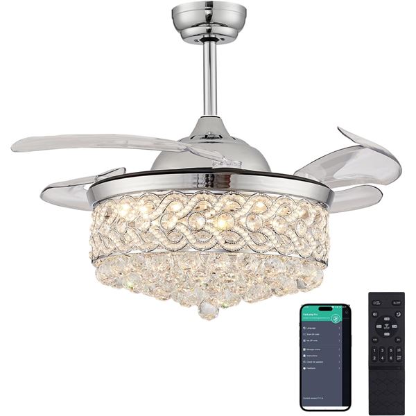 NEW 36" CHANDELIER CEILING FAN DIMMABLE MODERN