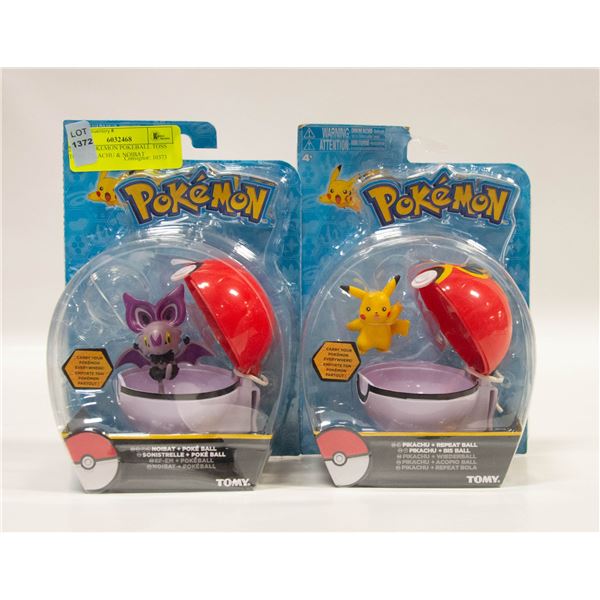 2 NEW POKEMON POKEBALL TOSS TOYS: PIKACHU & NOIBAT