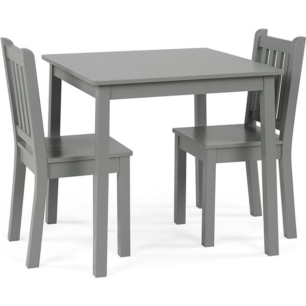 HUMBLE CREW WOOD TABLE AND 2 CHAIRS SET GREY