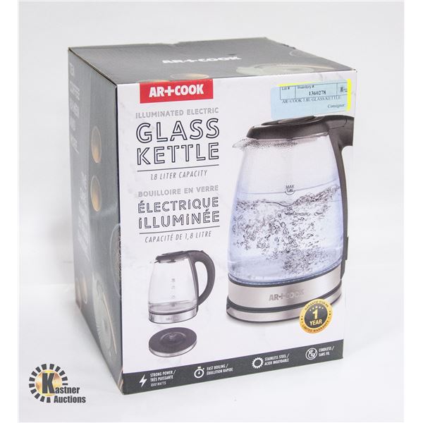 AR+COOK 1.8L GLASS KETTLE