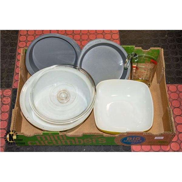 FLAT WITH VINTAGE PYREX CASSEROLE, VINTAGE