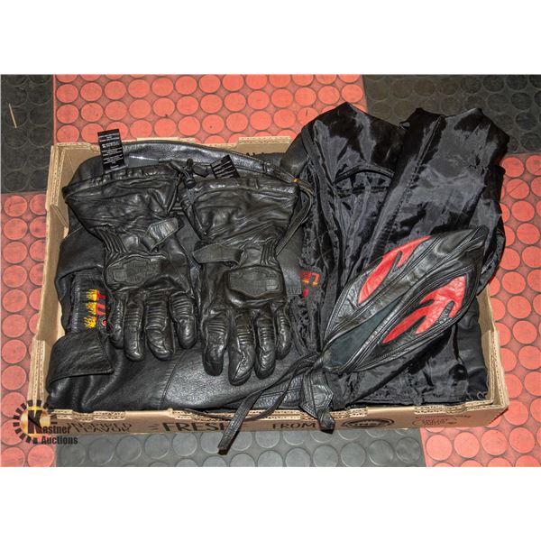 TRAY OF MOTORCYCLE RIDING GEAR