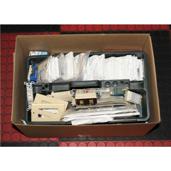 BOX OF ELECTRICAL SUPPLIES