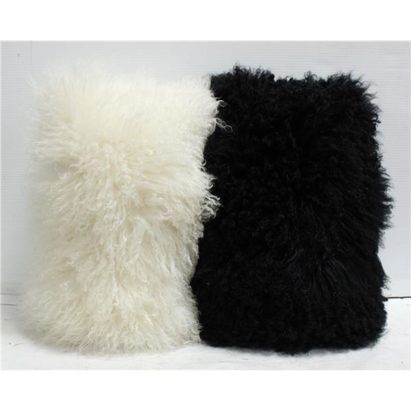 100% SHEEPSKIN WHITE & BLACK THROW PILLOWS