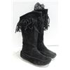 Image 1 : SIZE 6 BLACK FRINGE MOCASSIN BOOTS-ESTATE