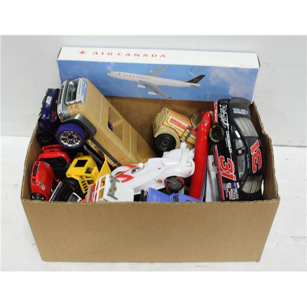 BOX OF METAL TOYS CARS & PLANES