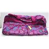 Image 1 : PURPLE FLORAL PRINT DUFFLE BAG ON WHEELS