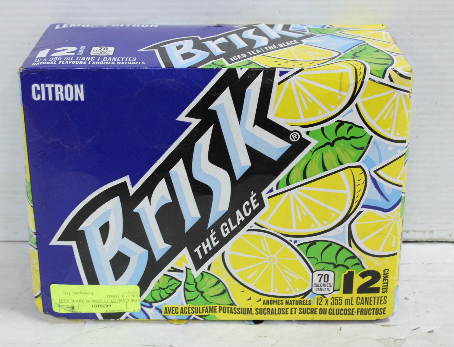 NEW CASE OF 12 LEMON BRISK ICED TEA 12 X 355ML