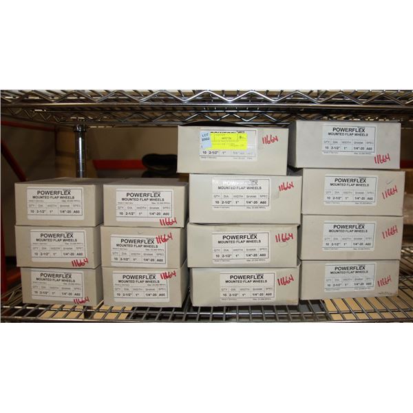 14 CASES OF MOUNTED FLAP WHEELS 10/CASE 2.5" DIA