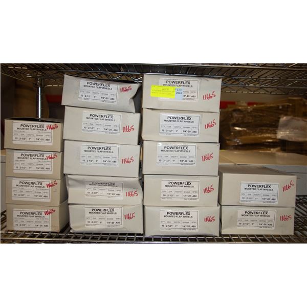 16 CASES OF MOUNTED FLAP WHEELS 10/CASE 2.5" DIA
