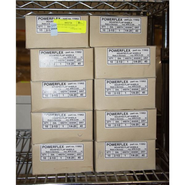 10 CASES OF MOUNTED FLAP WHEELS 10/CASE 2.5" DIA