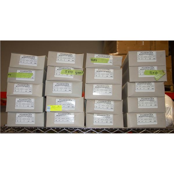20 CASES OF POWERFLEX MOUNTED FLAP WHEELS 10/CASE
