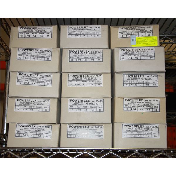 15 CASES OF POWERFLEX MOUNTED FLAP WHEELS 10/CASE