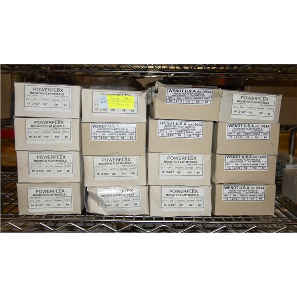 16 CASES OF POWERFLEX MOUNTED FLAP WHEELS 10/CASE