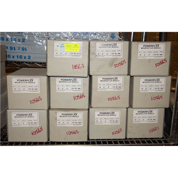 11 CASES OF POWERFLEX MOUNTED FLAP WHEELS 10/CASE