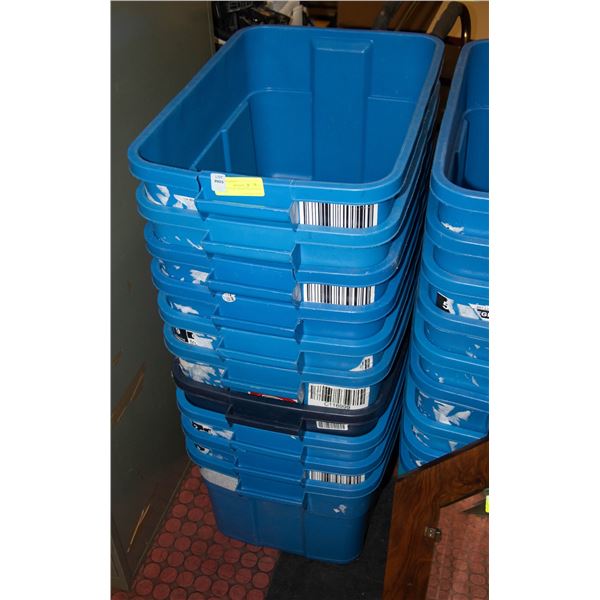 10 USED 14 GAL RUBBERMAID BINS - NO LIDS