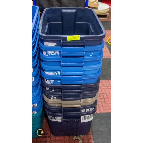 10 USED 14 GAL RUBBERMAID BINS - NO LIDS