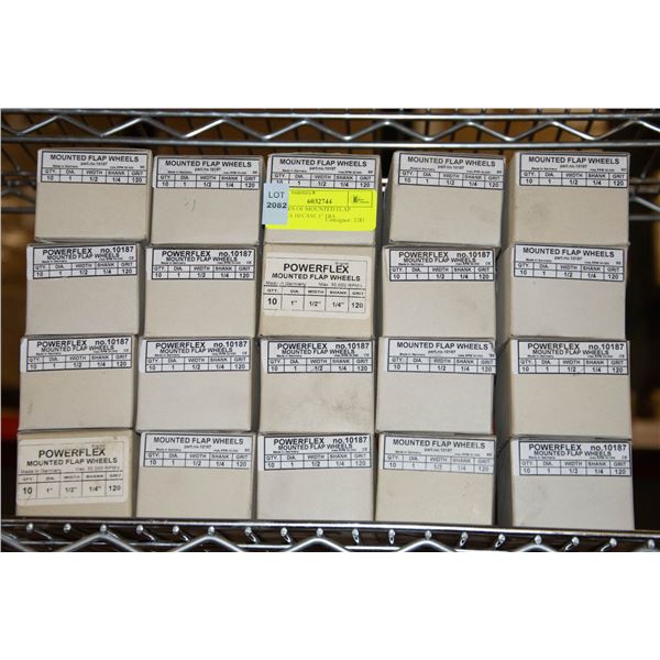 20 CASES OF MOUNTED FLAP WHEELS 10/CASE 1" DIA