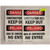 Image 1 : 2 NEW DANGER CONSTRUCTION AREA KEEP OUT SIGNS