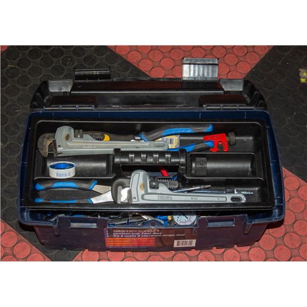 TOOL BOX FULL OF WRENCHES PLIERS ETC
