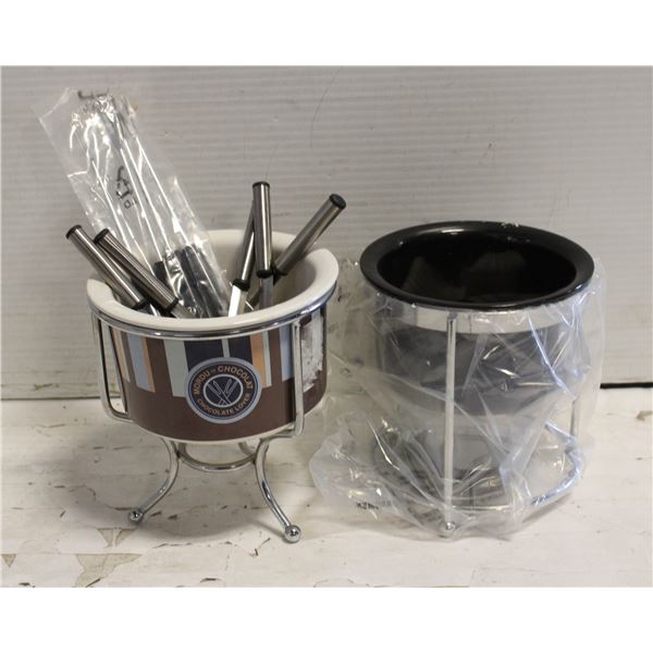 2 NEW FONDUE SETS ONE WITH FORKS ONE WITH SPOONS
