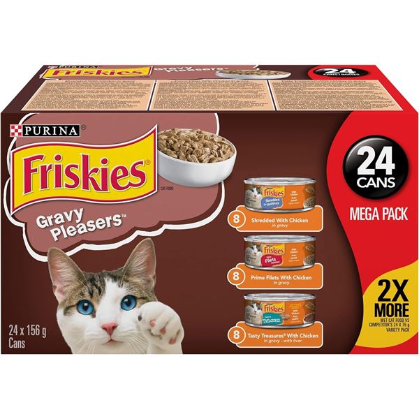NEW CASE OF 24 FRISKIES GRAVY PLEASERS