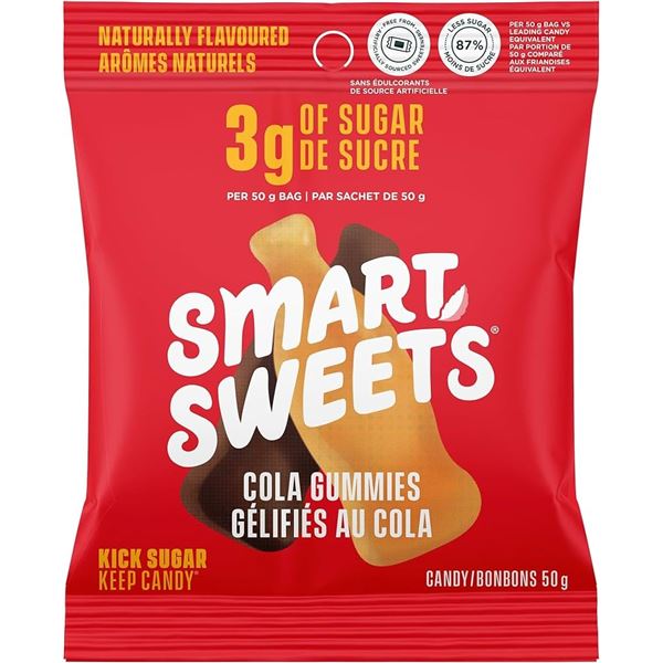 NEW BOX WITH 12 X 50G SMART SWEETS COLA GUMMIES