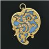 Image 2 : Antique 14k Yellow Gold Open Work w/ Seed Pearl on Turquoise Pin Brooch Pendant