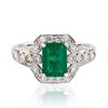 Image 1 : 1.39 ctw Emerald and 0.39 ctw Diamond 18K White Gold Ring