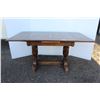 Image 1 : *** Vintage Oak Two Leaf Pedestal Table - 60" Wide x 36" Deep x 30" Tall - Some Wear