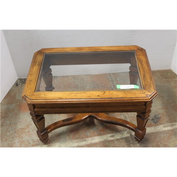 * Modern End Table w/Glass Top - 26" x 18" x 16"