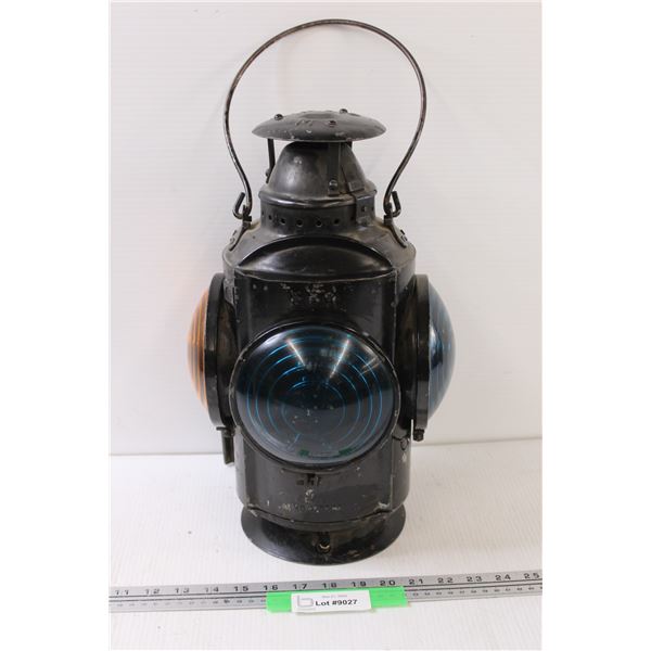 CPR Railway Amber & Blue Lantern - 18" x 9"
