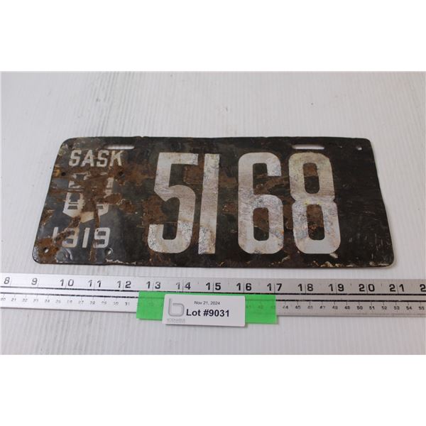 Saskatchewan License Plate - 1919