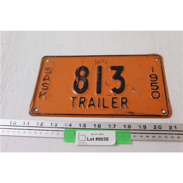 Saskatchewan License Plate - 1950 - Trailer Plate