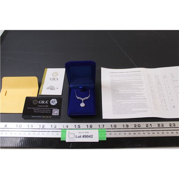 ^ 0.5 CT Diamond & Sterling Silver Pendant Necklace - GRA Certified Round Brilliant Cut Moissanite S