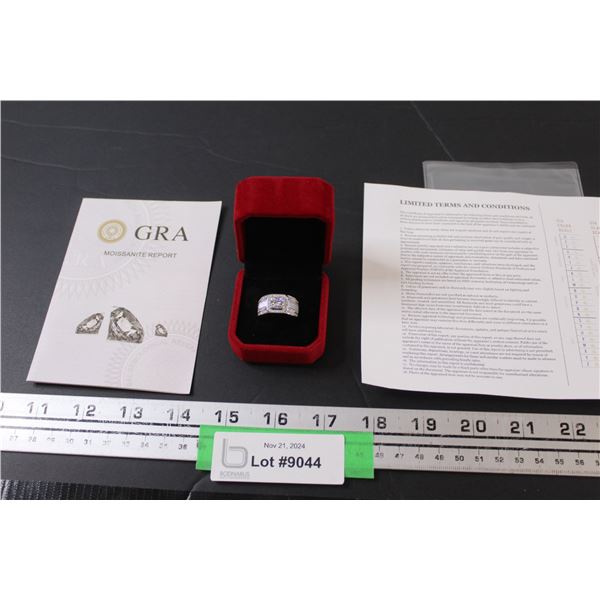 ^ 1 CT Moissanite Round Brilliant Cut Stone VVS D Color w/ 84 CZ's Set in Halo & Down Shanks Set in 