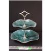Image 1 : Blue Mountain Pottery Two Tier Dessert Serving Tray - 10" x 9" x 8"