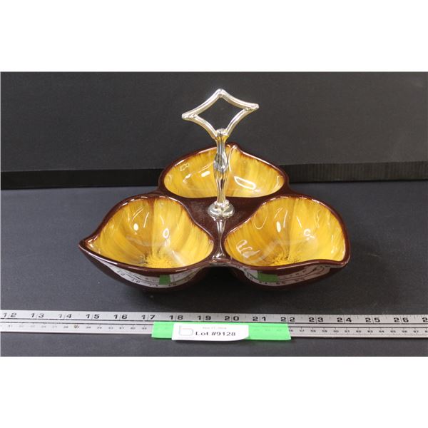 Blue Mountain Pottery Three Dish Serving Tray - 10" x 8"