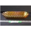 Image 1 : Amber Carnival Glass Basket Weave Celery Dish - 10.5" x 5"