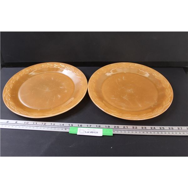 (2) Fire King Peach Lustre Serving Plates - 11" Diameter