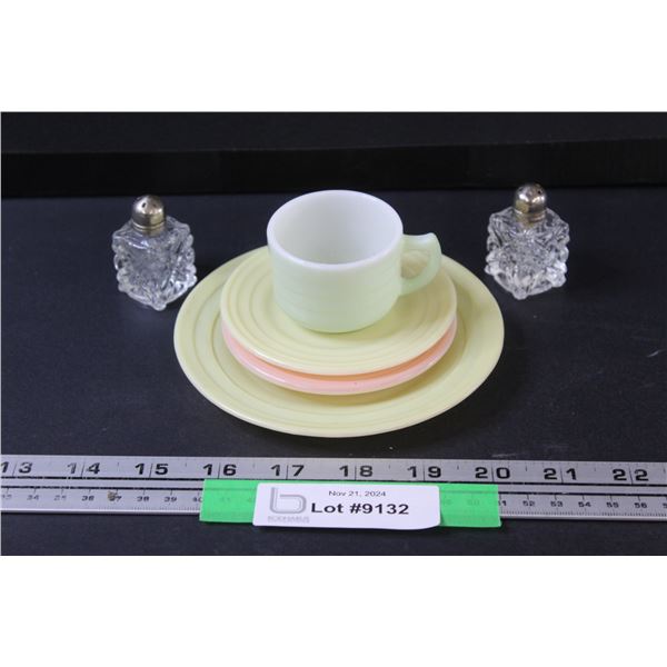 Vintage Hazel Altas Children's Little Hostess Set, Miniature Crystal Salt & Pepper Shakers