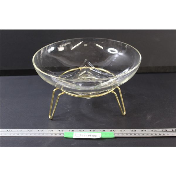 MCM Serving Bowl w/Brass Stand - 11" x 6"