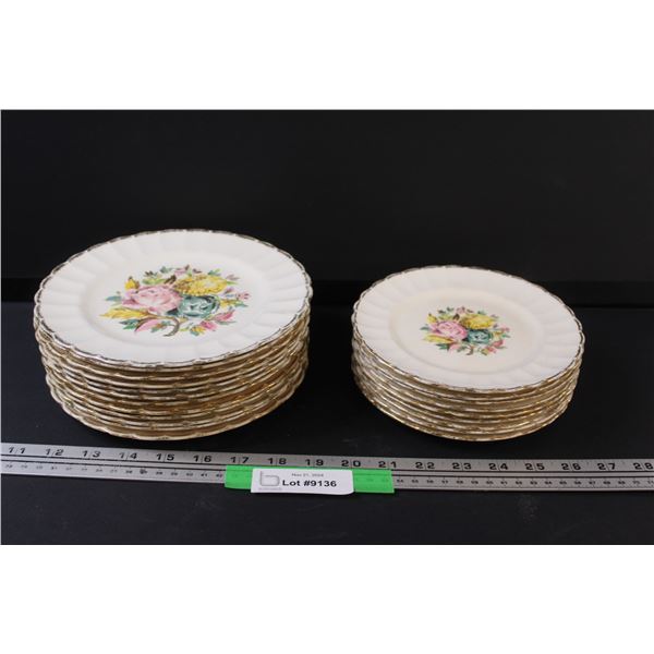 Sovereign Potters Earthenware Dining Plate Set: (12) Dinner Plates & (9) Dessert Plates