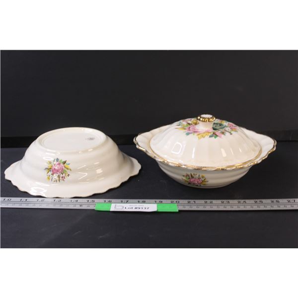 (2) Sovereign Potters Earthenware Serving Bowls & One Lid