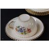 Image 2 : Sovereign Potters Earthenware Tea Cup Set: (12) Saucers & (4) Cups (One Has Chip)