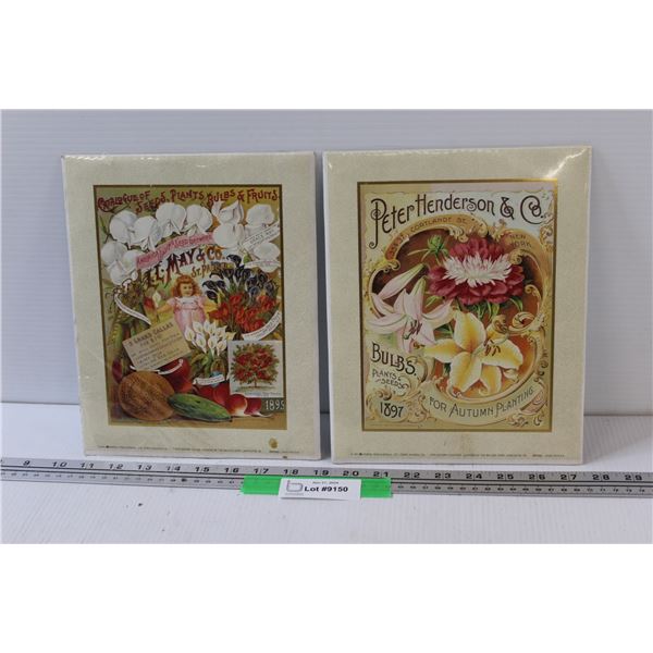 (2) Flower Prints - Vintage Style Advertisements - 8.5" x 10.5"