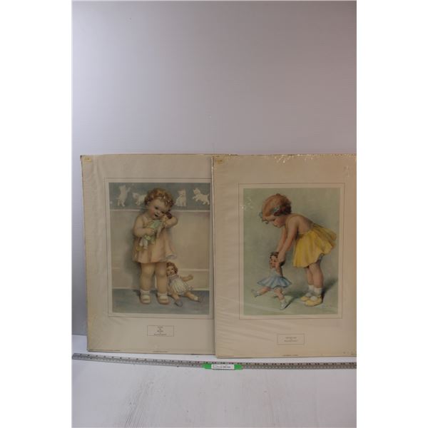 (2) Bessie Pease Gunman Prints - 18" x 24"