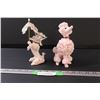 Image 1 : (2) Nepco Pink Spaghetti Poodle Figurines - 7" Tall